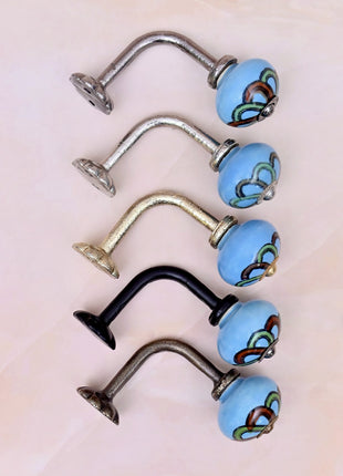 Curtain Tie Backs Hook Decorative Wall Hook- Turquoise (Set of Two)