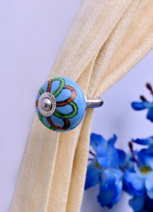 Curtain Tie Backs Hook Decorative Wall Hook- Turquoise (Set of Two)