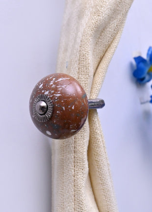 Curtain Tie Backs Hook Decorative Wall Hook- Rustic Brown (Set of Two)