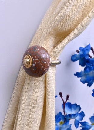 Curtain Tie Backs Hook Decorative Wall Hook- Rustic Brown (Set of Two)
