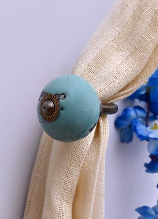 Curtain Tie Backs Hook Decorative Wall Hook-  Light Turquoise (Set of Two)