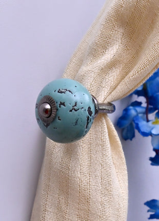 Curtain Tie Backs Hook Decorative Wall Hook-  Light Turquoise (Set of Two)