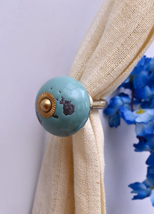 Curtain Tie Backs Hook Decorative Wall Hook-  Light Turquoise (Set of Two)