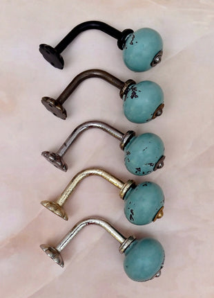 Curtain Tie Backs Hook Decorative Wall Hook-  Light Turquoise (Set of Two)