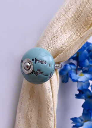 Curtain Tie Backs Hook Decorative Wall Hook-  Light Turquoise (Set of Two)