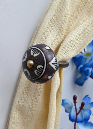Curtain Tie Backs Hook Decorative Wall Hook- Dark Brown (Set of Two)