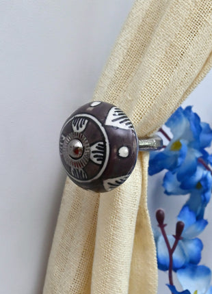 Curtain Tie Backs Hook Decorative Wall Hook- Dark Brown (Set of Two)