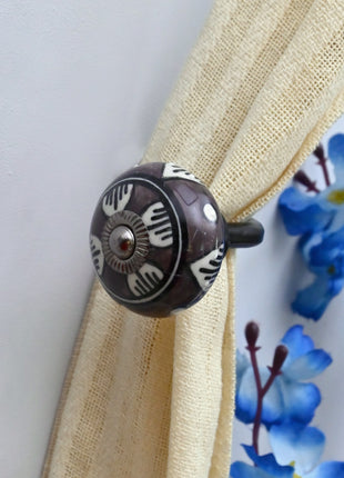 Curtain Tie Backs Hook Decorative Wall Hook- Dark Brown (Set of Two)