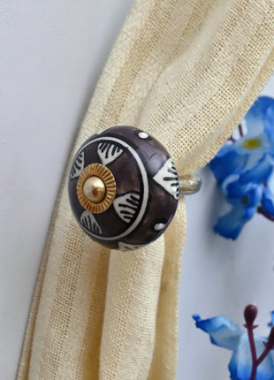 Curtain Tie Backs Hook Decorative Wall Hook- Dark Brown (Set of Two)