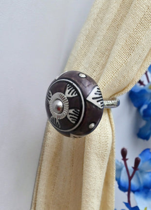 Curtain Tie Backs Hook Decorative Wall Hook- Dark Brown (Set of Two)