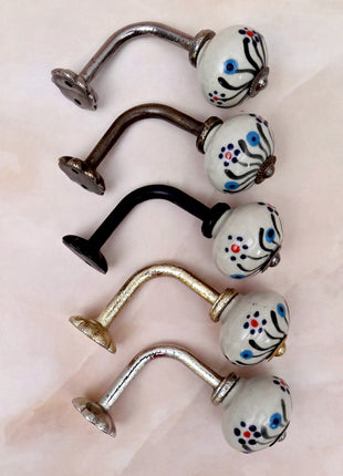 Curtain Tie Backs Hook Decorative Wall Hook- Black Swirl Pattern (Set of Two)