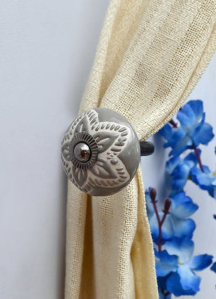 Curtain Tie Backs Hook Decorative Wall Hook- Gray Color Design (Set of Two)