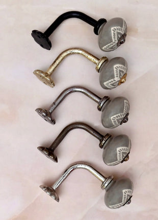 Curtain Tie Backs Hook Decorative Wall Hook- Gray Color Design (Set of Two)