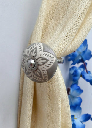 Curtain Tie Backs Hook Decorative Wall Hook- Gray Color Design (Set of Two)