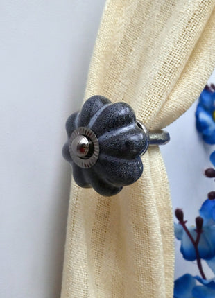 Curtain Tie Backs Hook Decorative Wall Hook- Rustic Grey Speckled (Set of Two)