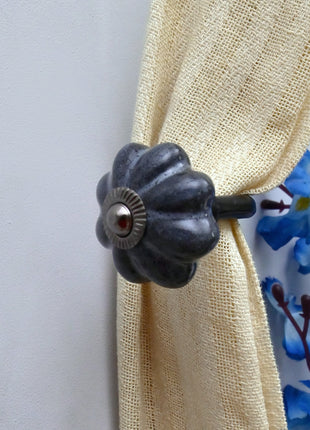Curtain Tie Backs Hook Decorative Wall Hook- Rustic Grey Speckled (Set of Two)