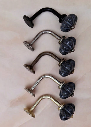 Curtain Tie Backs Hook Decorative Wall Hook- Rustic Grey Speckled (Set of Two)