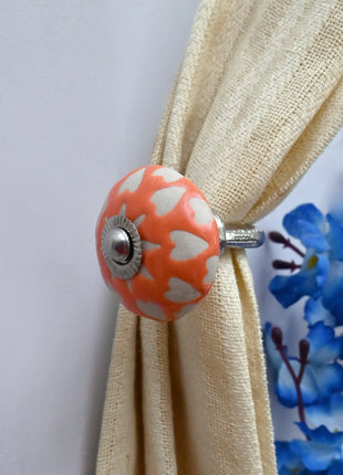 Curtain Tie Backs Hook Decorative Wall Hook- White Heart Motif (Set of Two)