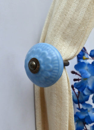 Curtain Tie Backs Hook Decorative Wall Hook- Turquoise (Set of Two)