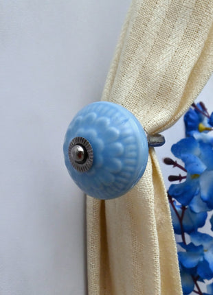 Curtain Tie Backs Hook Decorative Wall Hook- Turquoise (Set of Two)