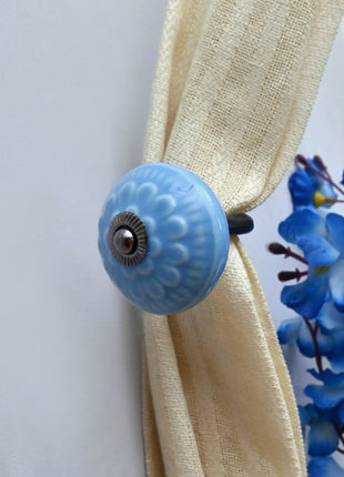 Curtain Tie Backs Hook Decorative Wall Hook- Turquoise (Set of Two)