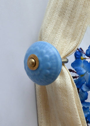 Curtain Tie Backs Hook Decorative Wall Hook- Turquoise (Set of Two)