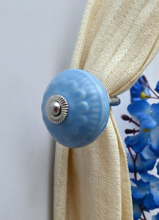 Curtain Tie Backs Hook Decorative Wall Hook- Turquoise (Set of Two)