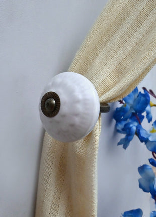 Curtain Tie Backs Hook Decorative Wall Hook- White (Set of Two)