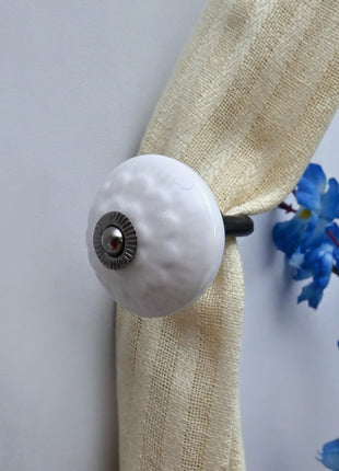 Curtain Tie Backs Hook Decorative Wall Hook- White (Set of Two)