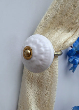 Curtain Tie Backs Hook Decorative Wall Hook- White (Set of Two)
