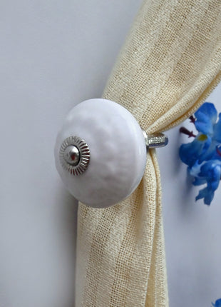 Curtain Tie Backs Hook Decorative Wall Hook- White (Set of Two)