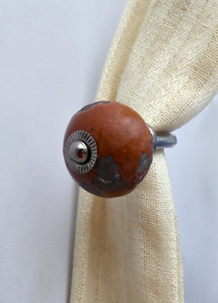 Curtain Tie Backs Hook Decorative Wall Hook- Rustic Mottled Brown (Set of Two)