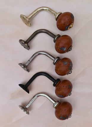 Curtain Tie Backs Hook Decorative Wall Hook- Rustic Mottled Brown (Set of Two)