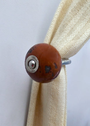 Curtain Tie Backs Hook Decorative Wall Hook- Rustic Mottled Brown (Set of Two)