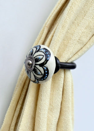 Curtain Tie Backs Hook Decorative Wall Hook- Black Design (Set of Two)