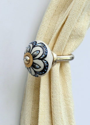 Curtain Tie Backs Hook Decorative Wall Hook- Black Design (Set of Two)