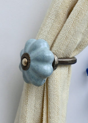 Curtain Tie Backs Hook Decorative Wall Hook- Speckled Sage Green (Set of Two)