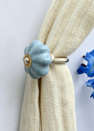 Curtain Tie Backs Hook Decorative Wall Hook- Speckled Sage Green (Set of Two)