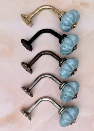 Curtain Tie Backs Hook Decorative Wall Hook- Speckled Sage Green (Set of Two)