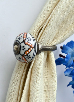 Curtain Tie Backs Hook Decorative Wall Hook- Black Hand-Painted (Set of Two)