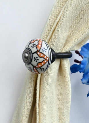Curtain Tie Backs Hook Decorative Wall Hook- Black Hand-Painted (Set of Two)