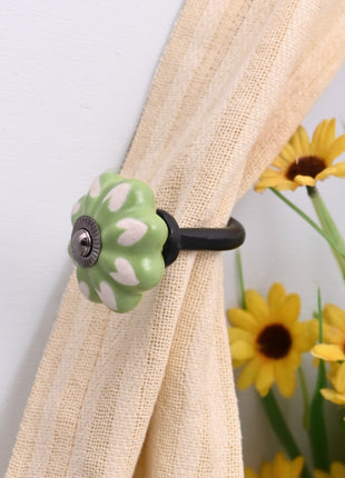 Curtain Tie Backs Hook Decorative Wall Hook- Light Green (Set of Two)