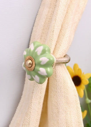 Curtain Tie Backs Hook Decorative Wall Hook- Light Green (Set of Two)