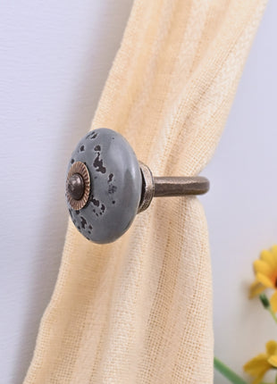 Curtain Tie Backs Hook Decorative Wall Hook- Grey Speckled (Set of Two)