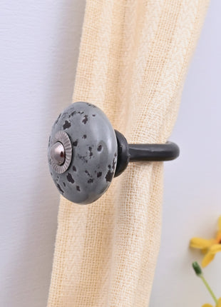 Curtain Tie Backs Hook Decorative Wall Hook- Grey Speckled (Set of Two)