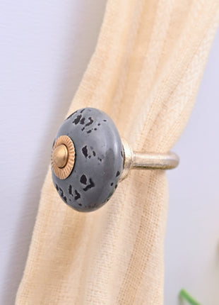 Curtain Tie Backs Hook Decorative Wall Hook- Grey Speckled (Set of Two)