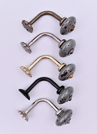 Curtain Tie Backs Hook Decorative Wall Hook- Grey Speckled (Set of Two)