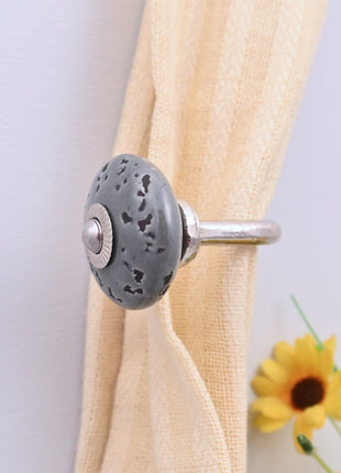 Curtain Tie Backs Hook Decorative Wall Hook- Grey Speckled (Set of Two)