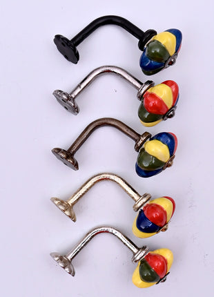 Curtain Tie Backs Hook Decorative Wall Hook- Multicolor Flower (Set of Two)