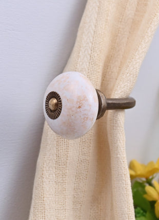 Curtain Tie Backs Hook Decorative Wall Hook- Speckled Off-White (Set of Two)